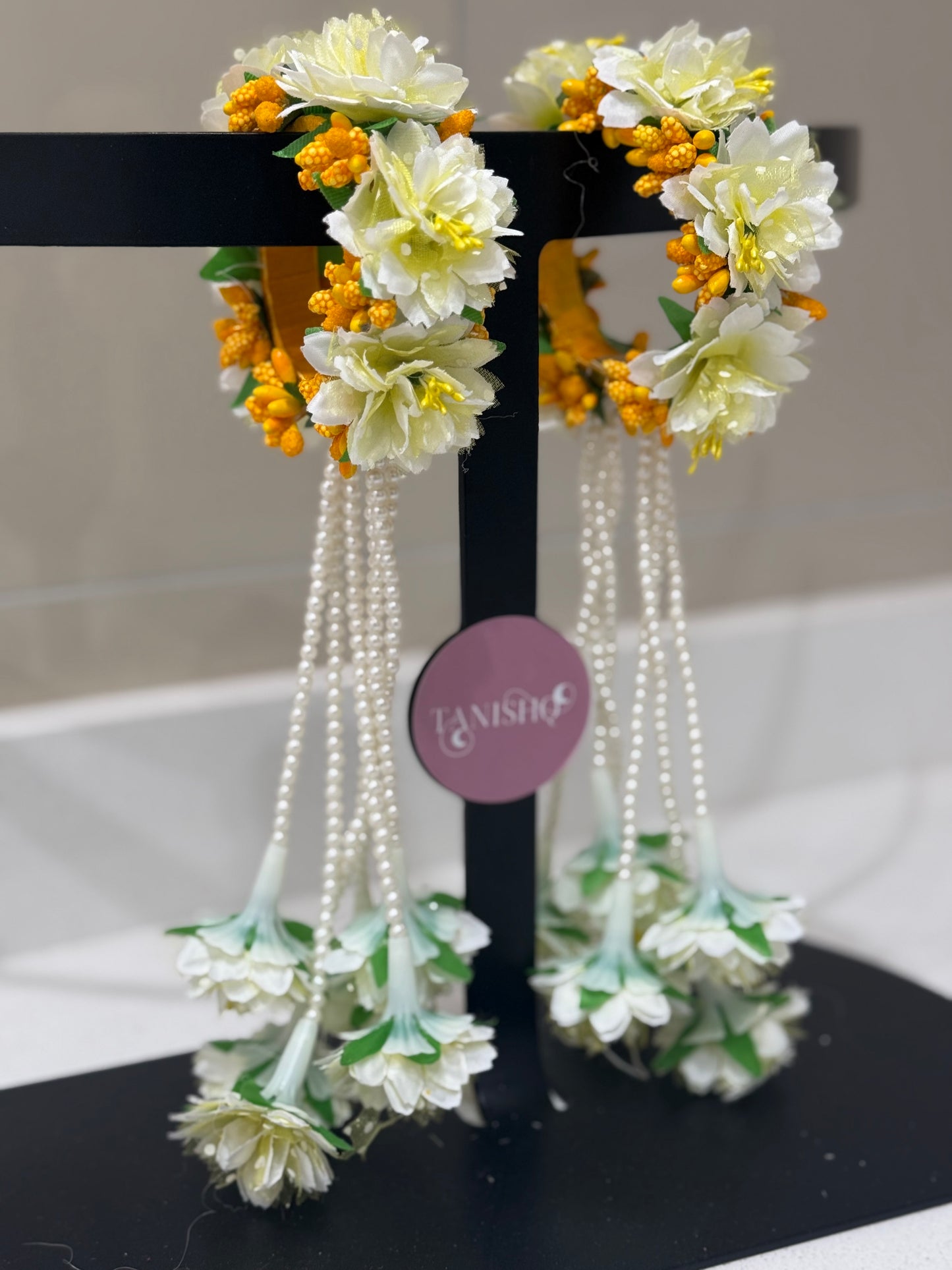 Yellow Floral Tassel Bangles