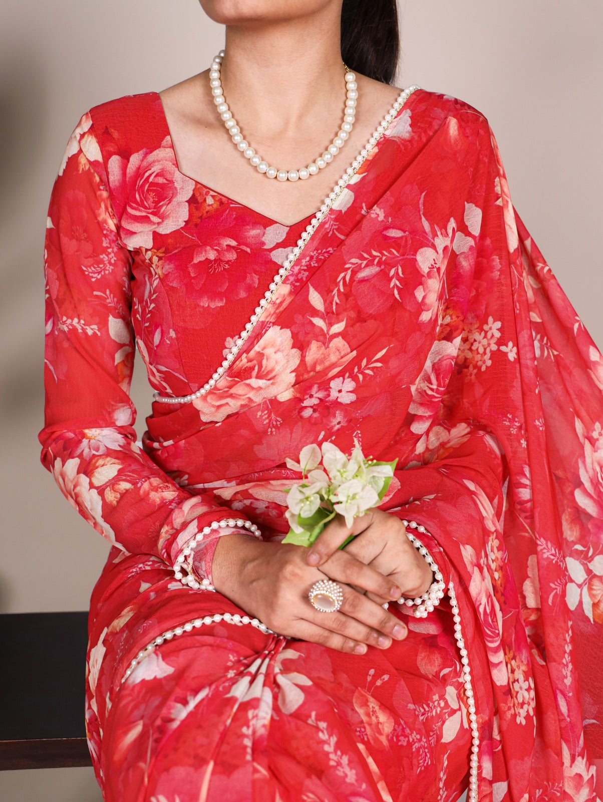 Tangerine Floral Saree