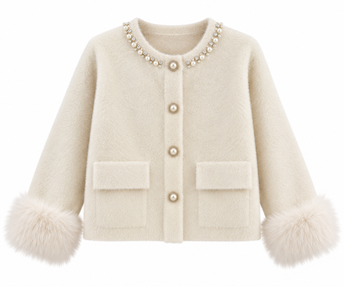Milky Cream Faux Fur Cardigan