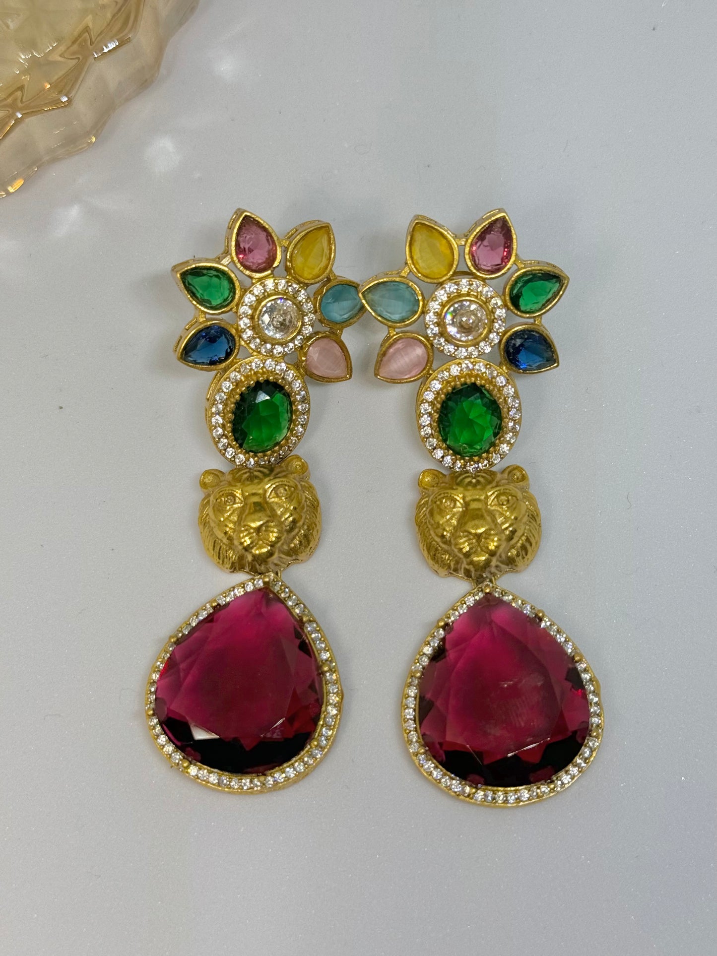 Sabyasachi Inspired Long Earrings - Ruby