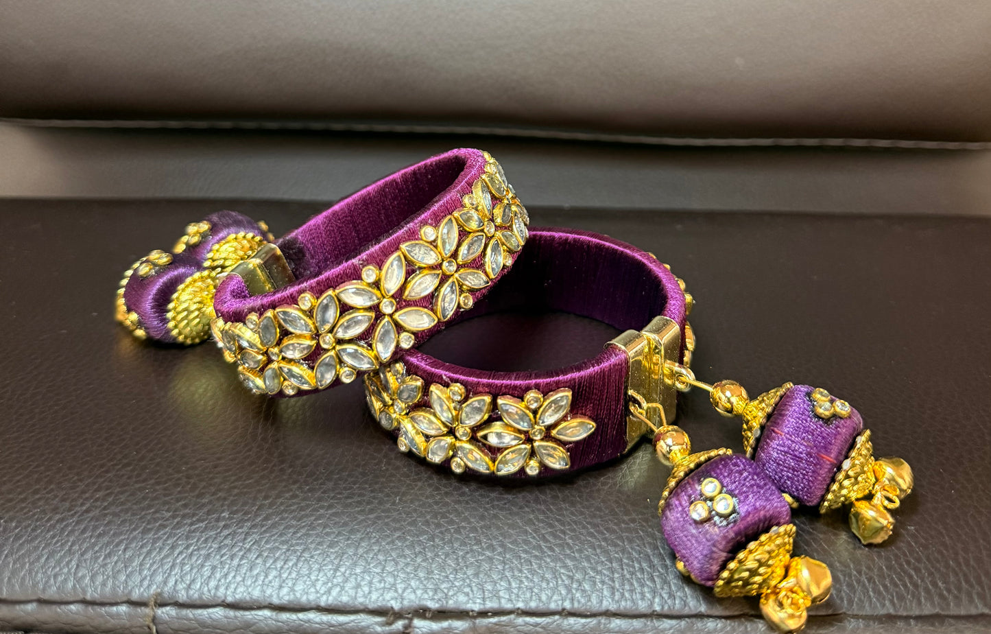 Mirror Clip On Bangles - Dark Purple