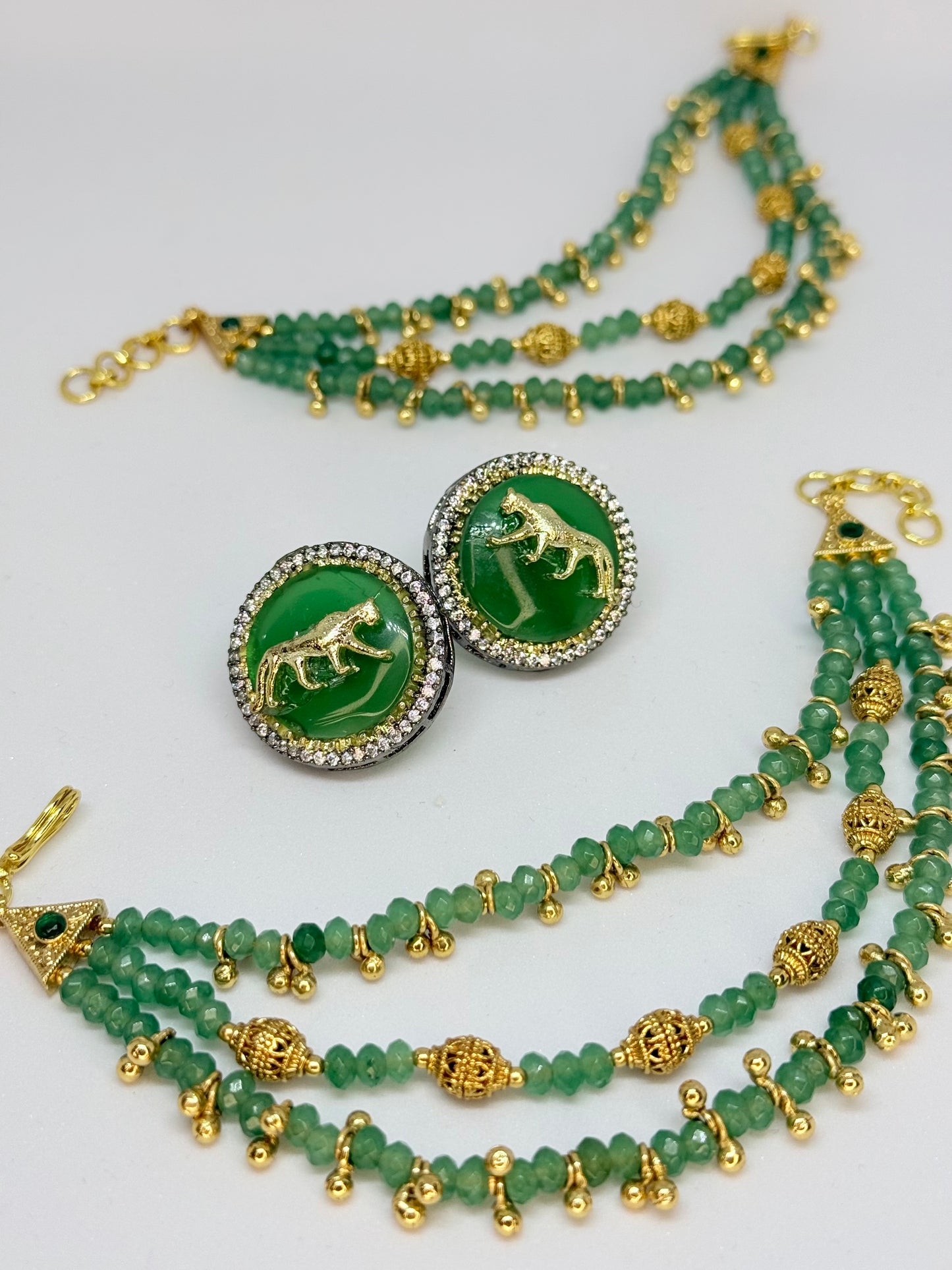 Sabyasachi Inspired Earring Set - Green