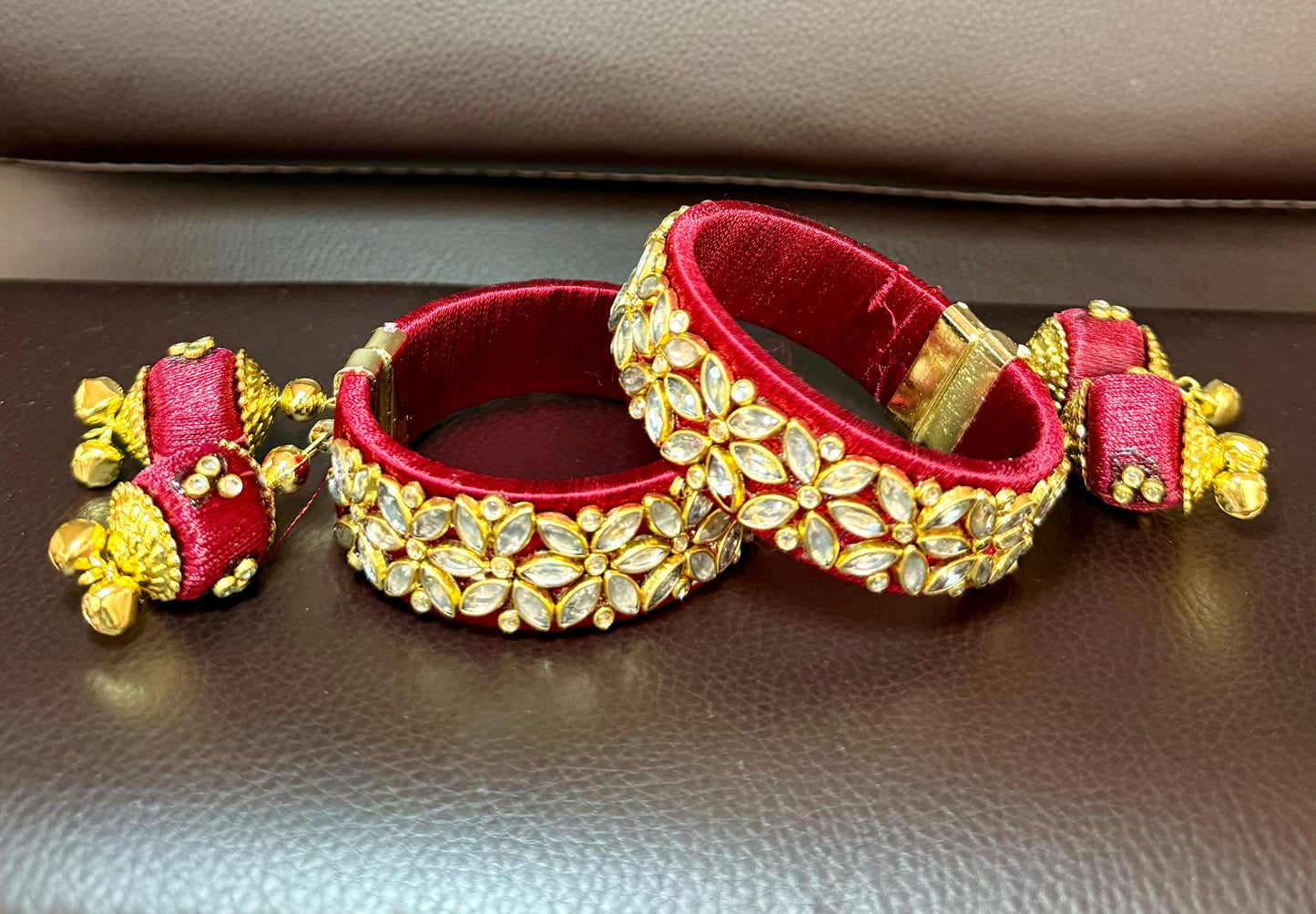 Mirror Clip On Bangles - Red