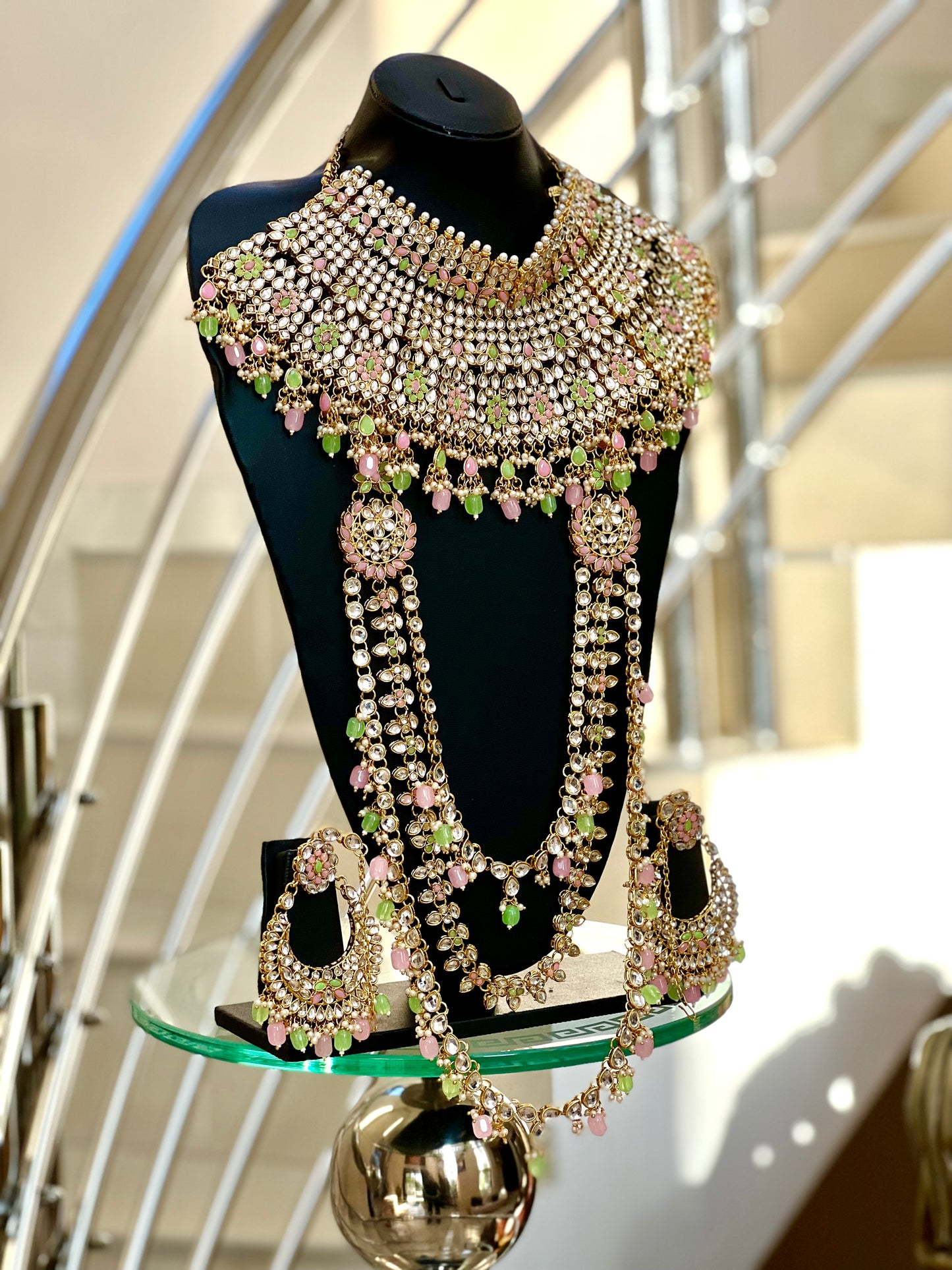 Mint & Pink Bridal Kundan Set