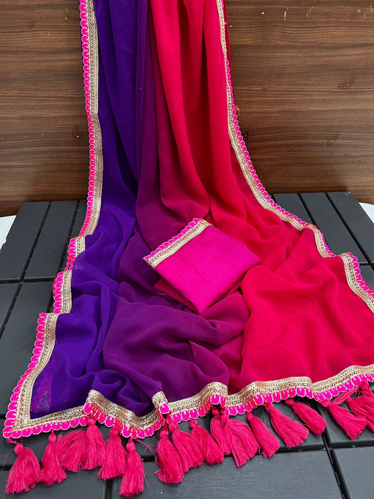 Ombré Rouge Saree