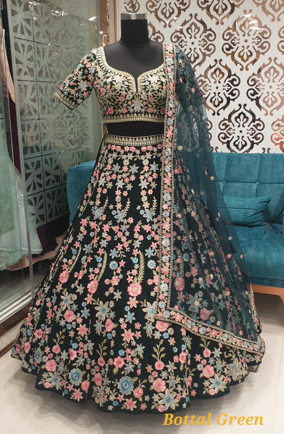 Emerald Floral Lehenga