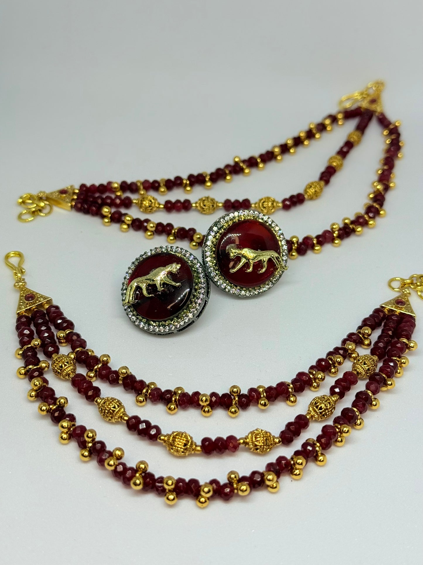 Sabyasachi Inspired Earring Set - Ruby