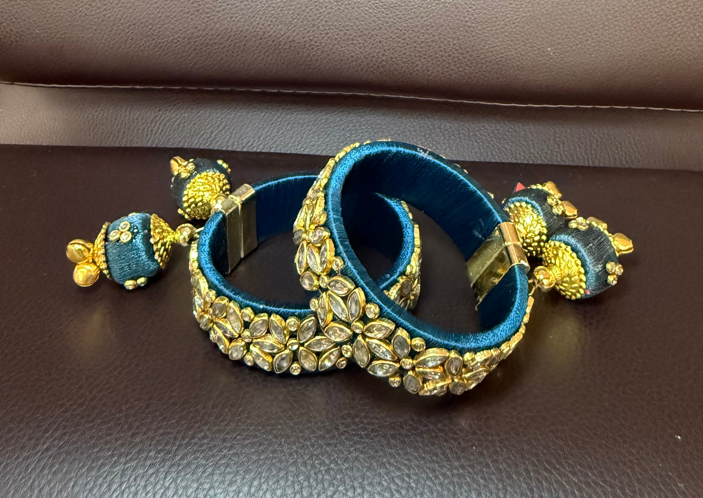 Mirror Clip On Bangles - Teal
