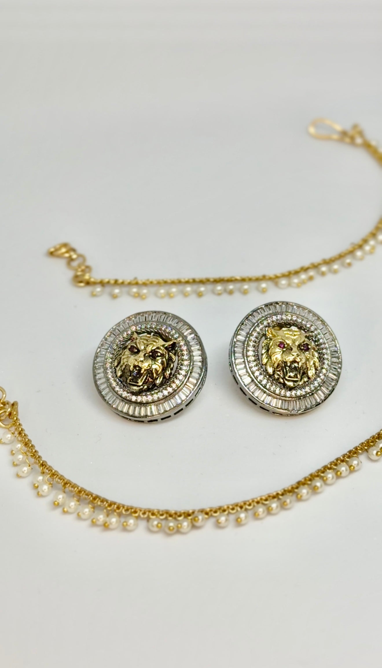 Sabyasachi Inspired Earring Set - Silver & Gold
