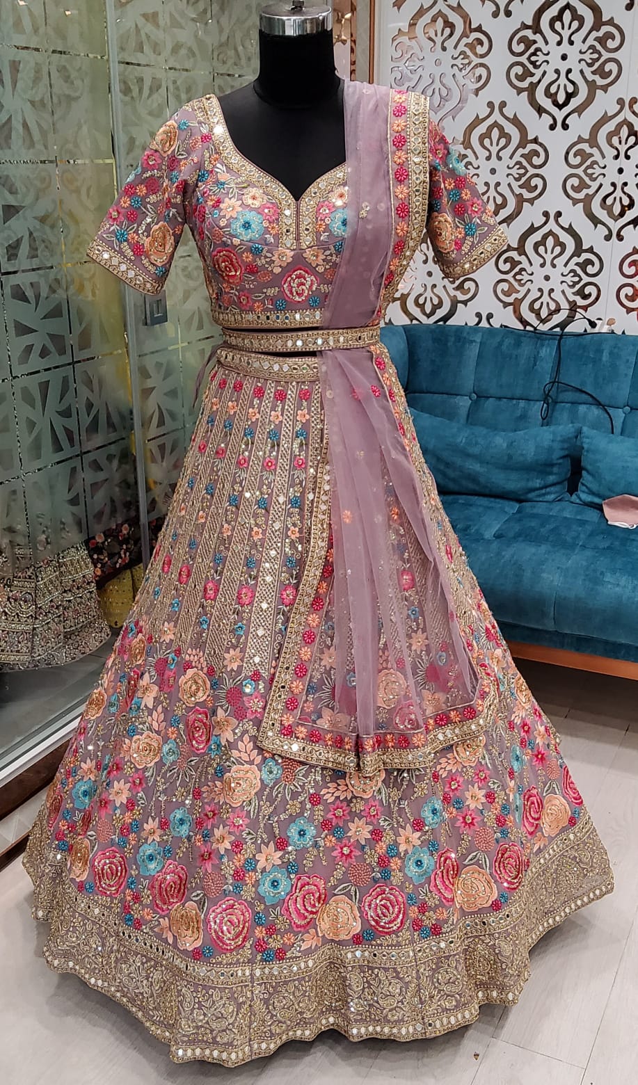 Lilac Floral Lehenga