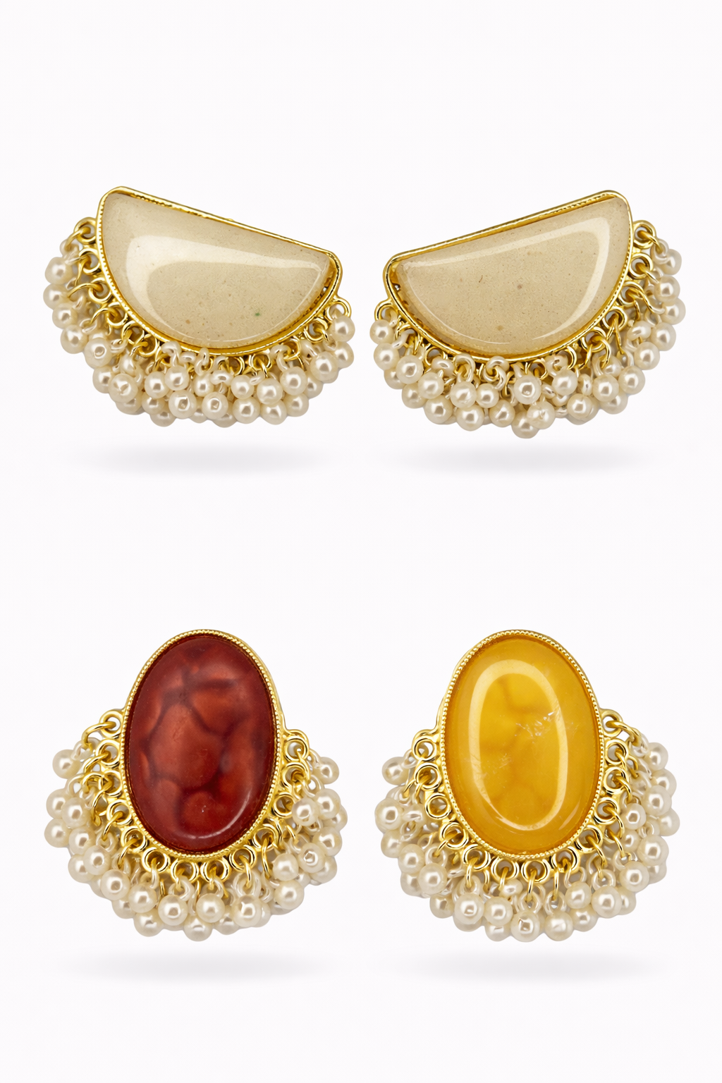 Marble & Pearl Statement Earrings