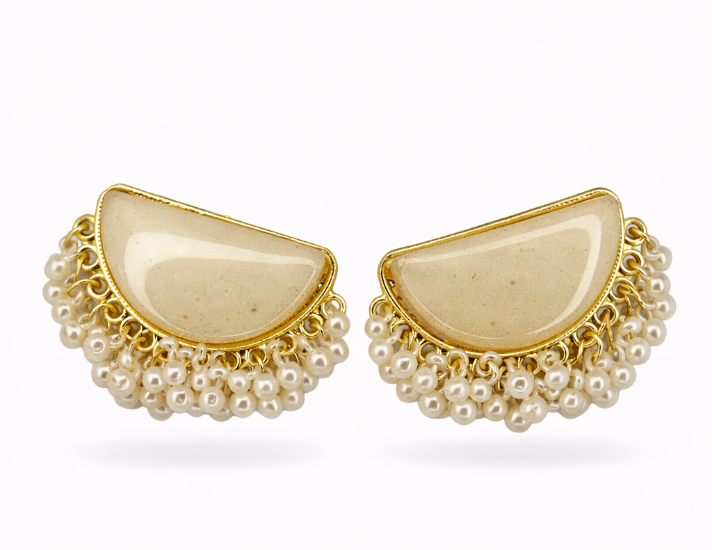 Marble & Pearl Statement Earrings