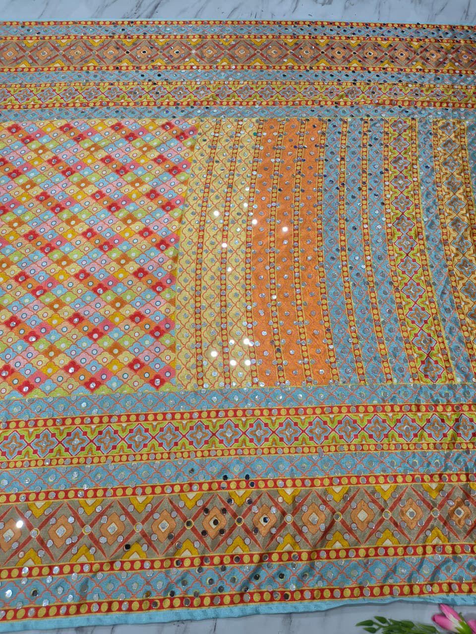 Multicolour Mirror Saree