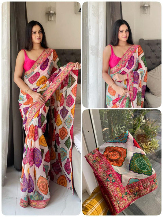 Rangoli Print Saree ✨