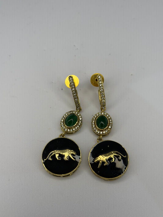 Onyx Hoop Drop Sabyasachi Inspired Earrings