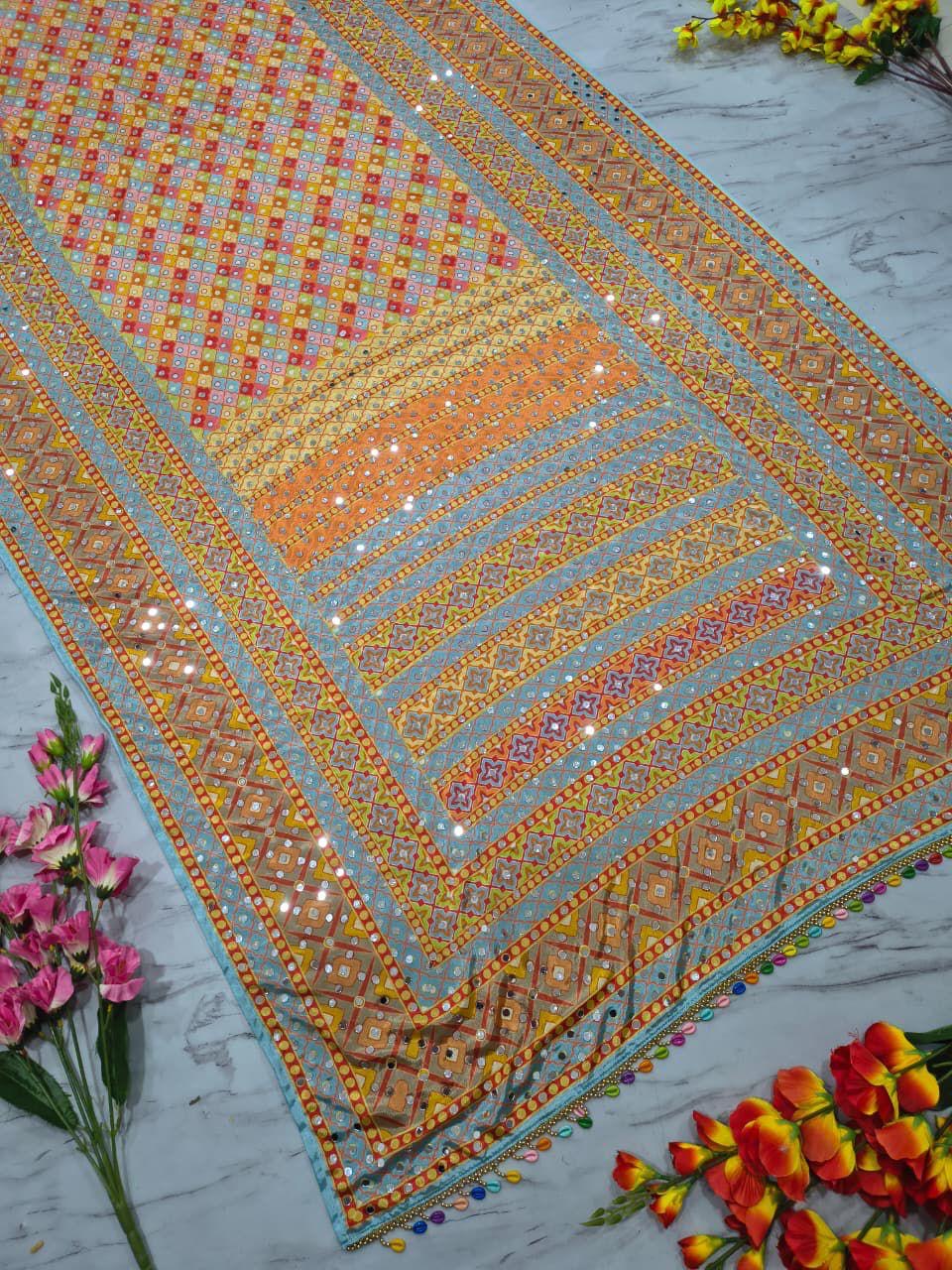 Multicolour Mirror Saree