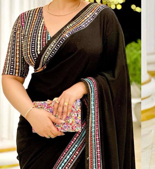 Black Embroidered Saree