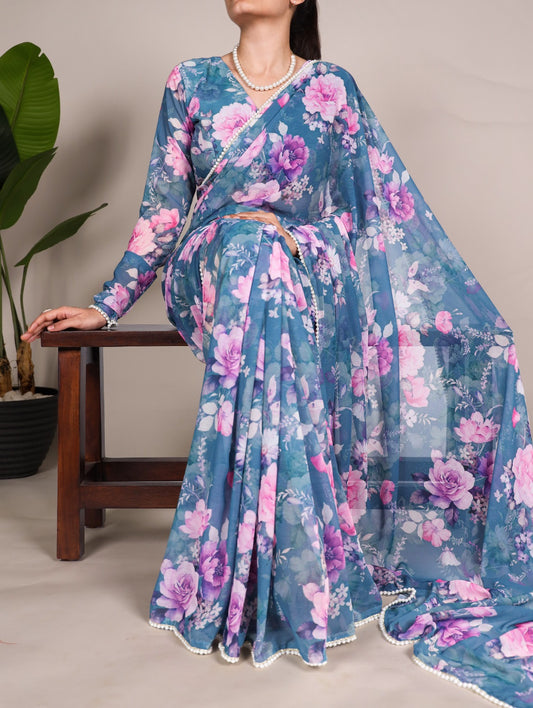 Floral Pearl Saree