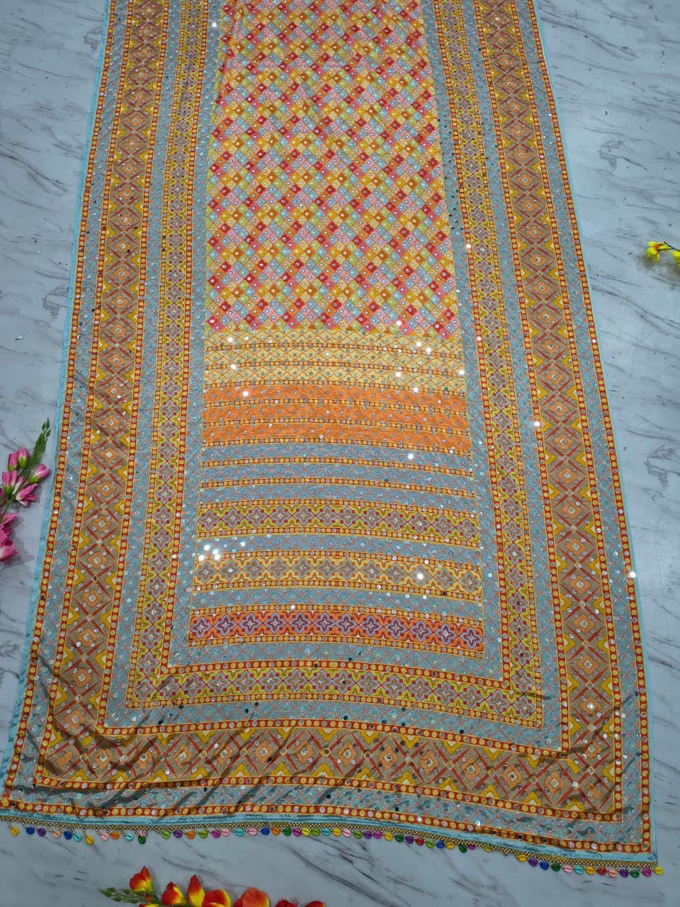Multicolour Mirror Saree