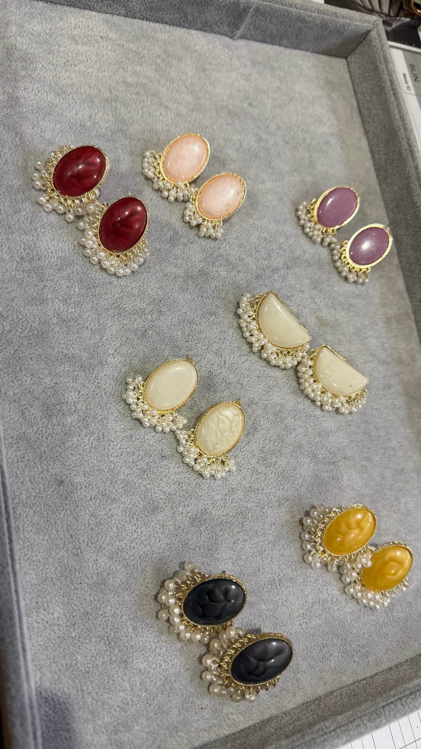 Marble & Pearl Statement Earrings