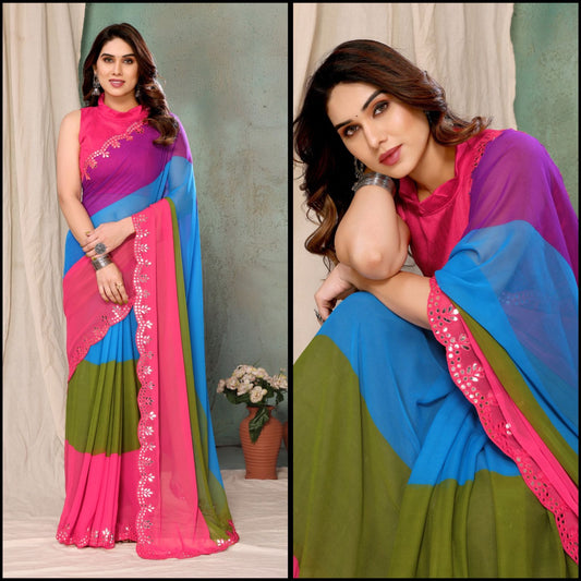 Colour Block Designer Saree