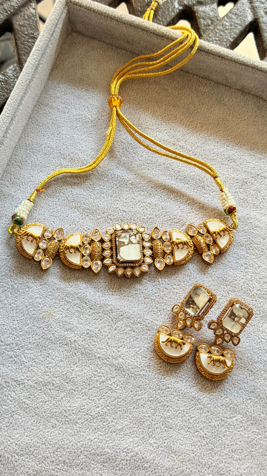 Sabyasachi Inspired Ivory Sher Kundan Set