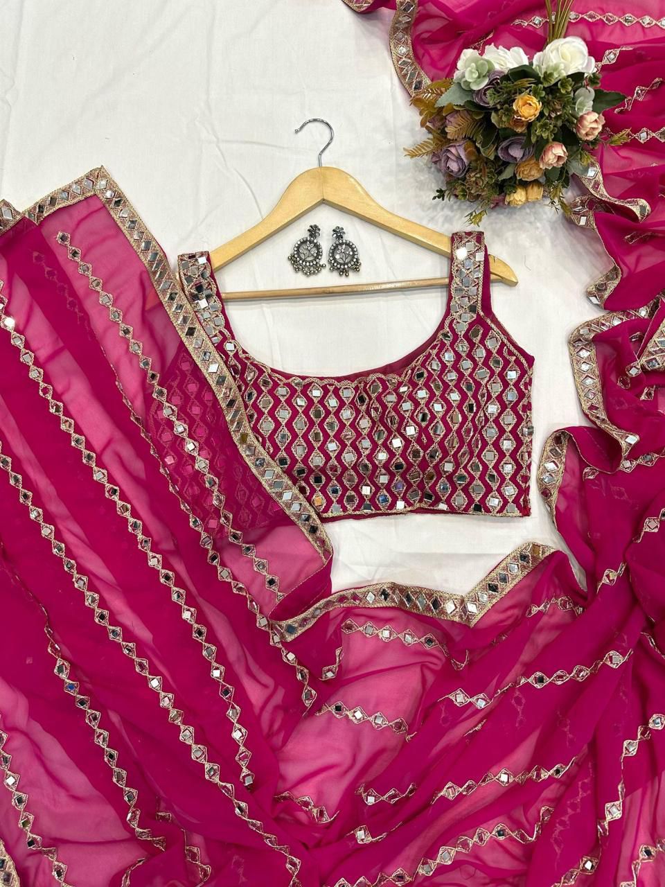 Rani Pink Mirror Saree