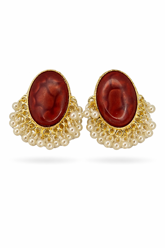 Marble & Pearl Statement Earrings