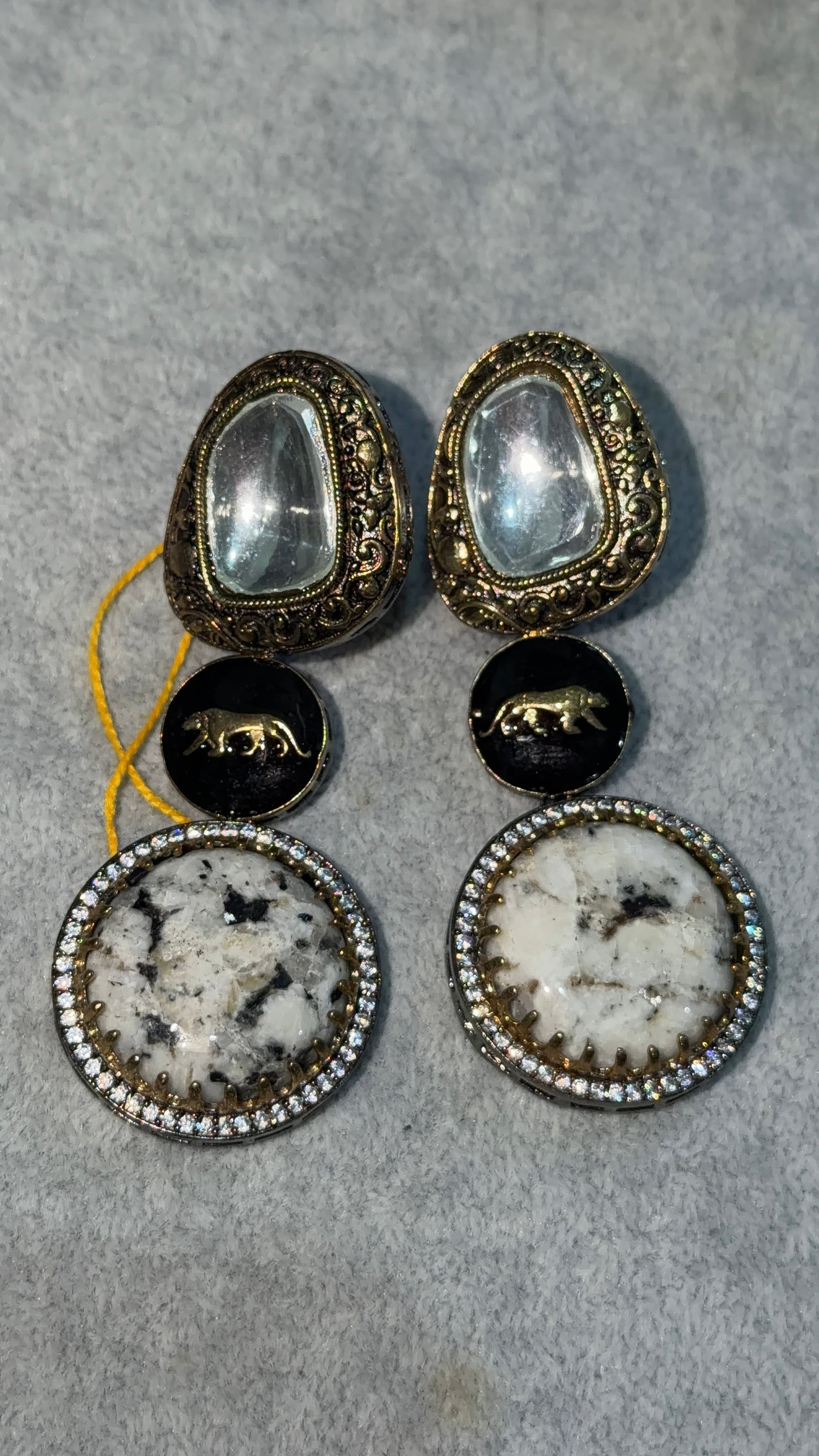 Sabyasachi Inspired Drop Earrings - Marble