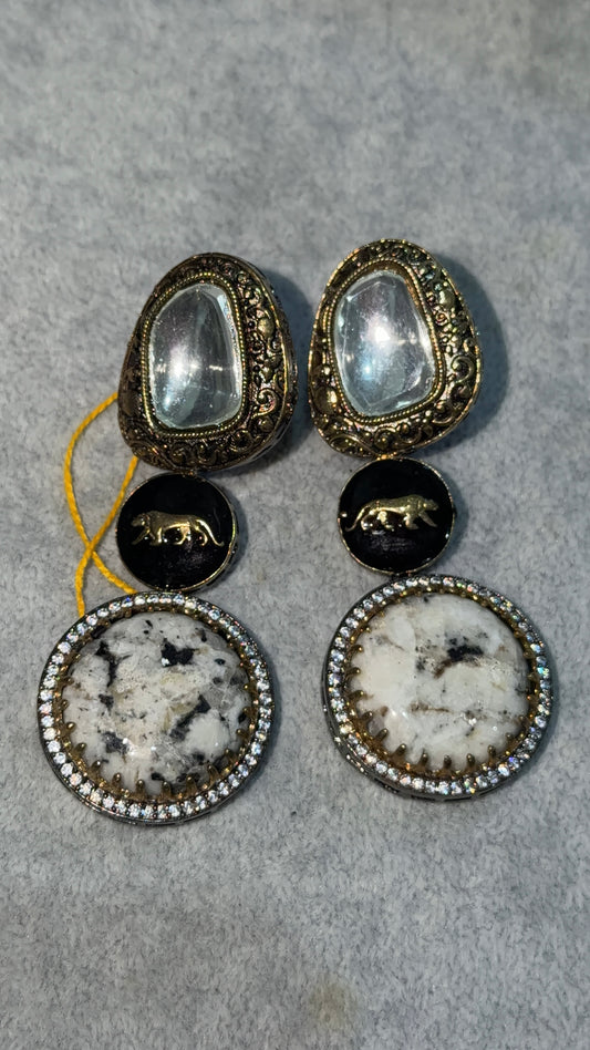 Sabyasachi Inspired Drop Earrings - Marble