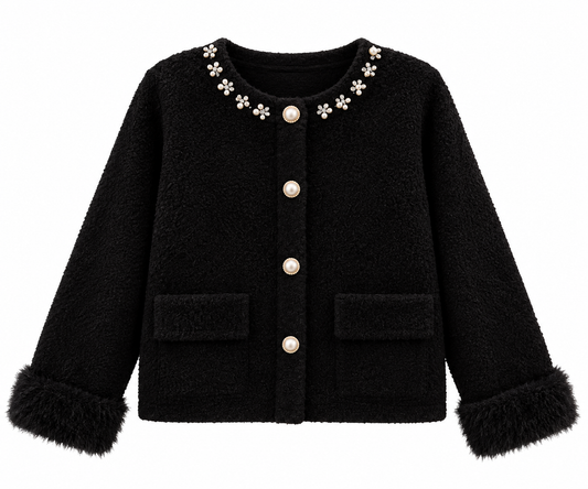 Noir Faux Fur Cardigan