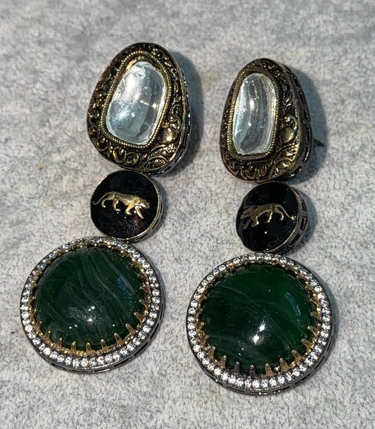 Sabyasachi inspired earrings - Emerald Marble