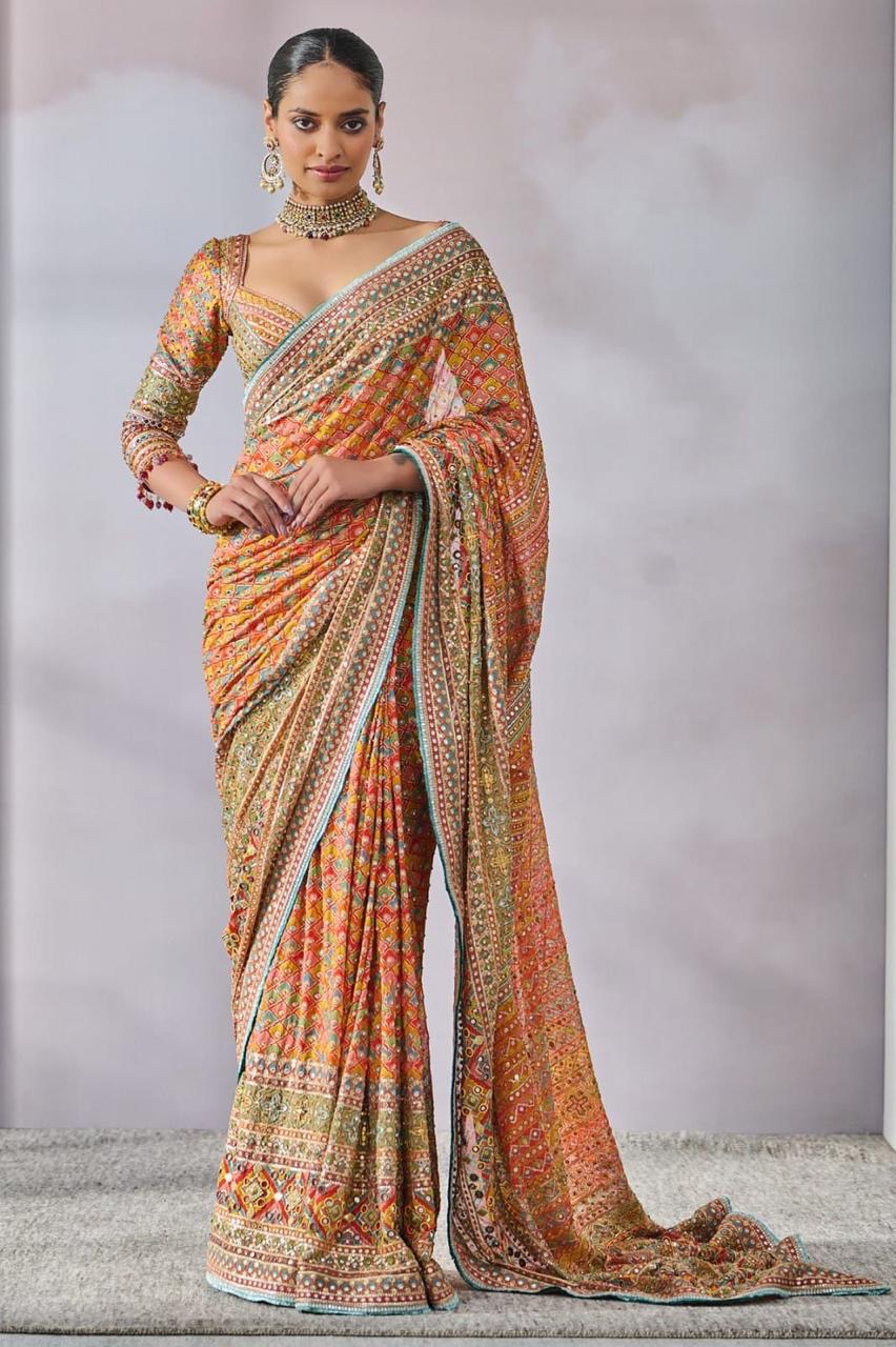 Multicolour Mirror Saree