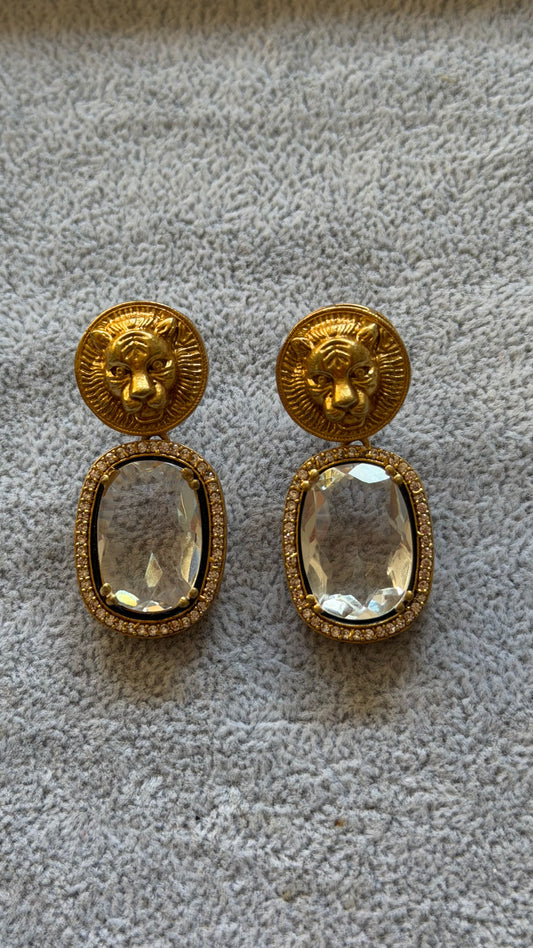 Crystal Lioness Statement Earrings