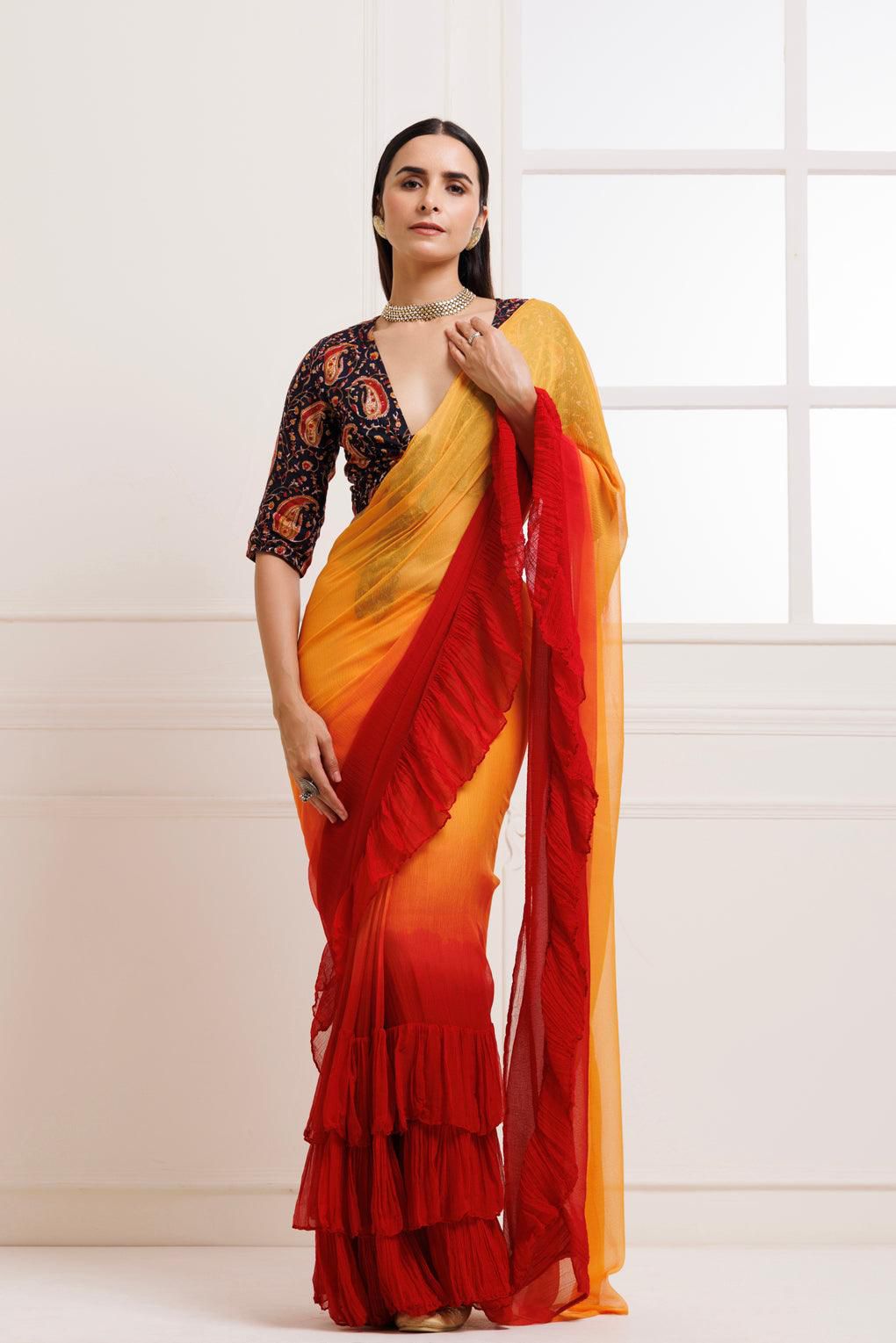 Sunset Ruffle Saree