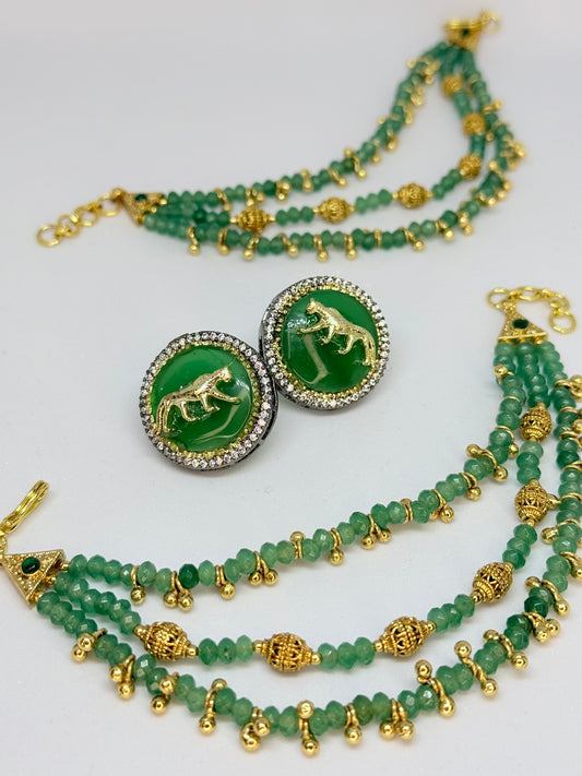 Sabyasachi Inspired Earring Set - Green