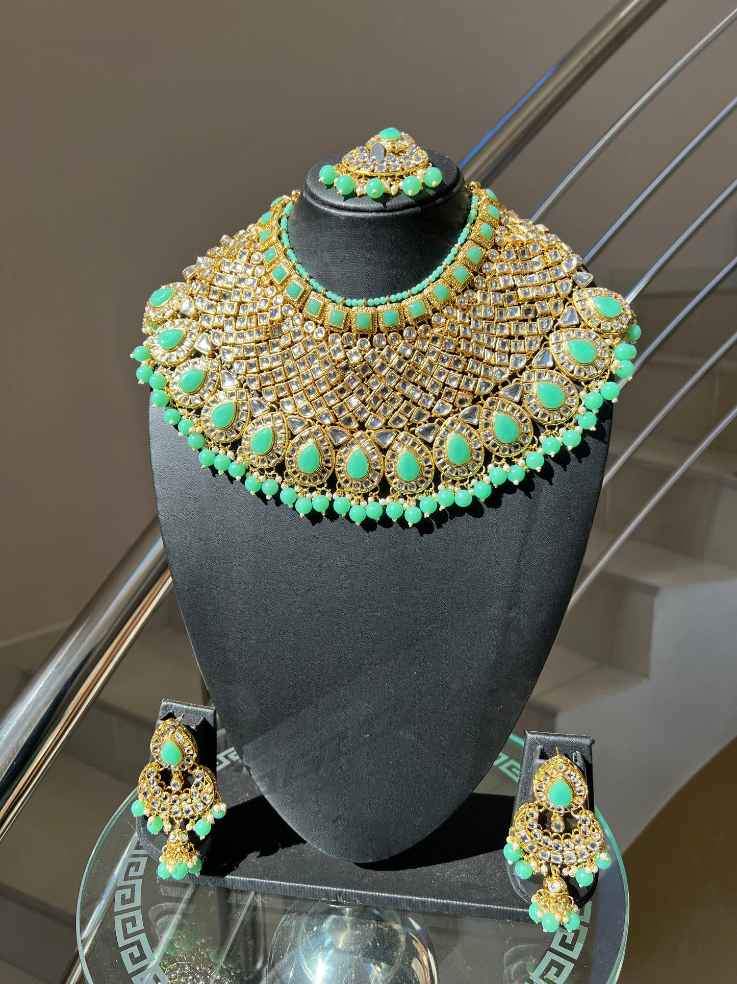 Green Kundan 4 Piece Set