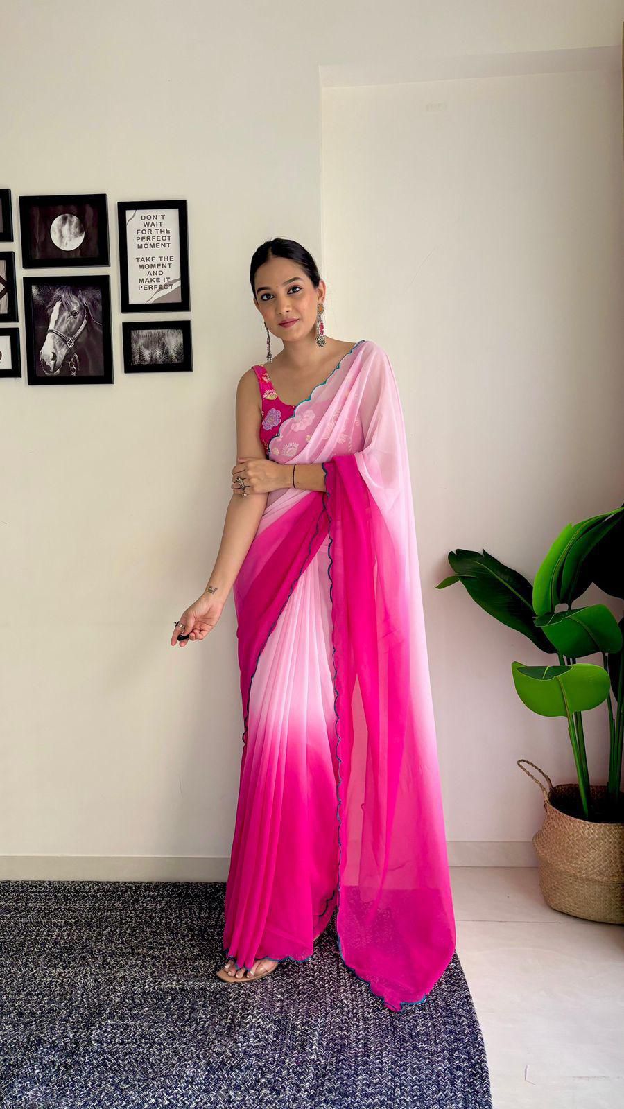 Pink Ombré Saree