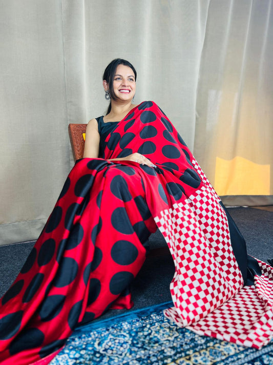 Red Polka Dot Saree