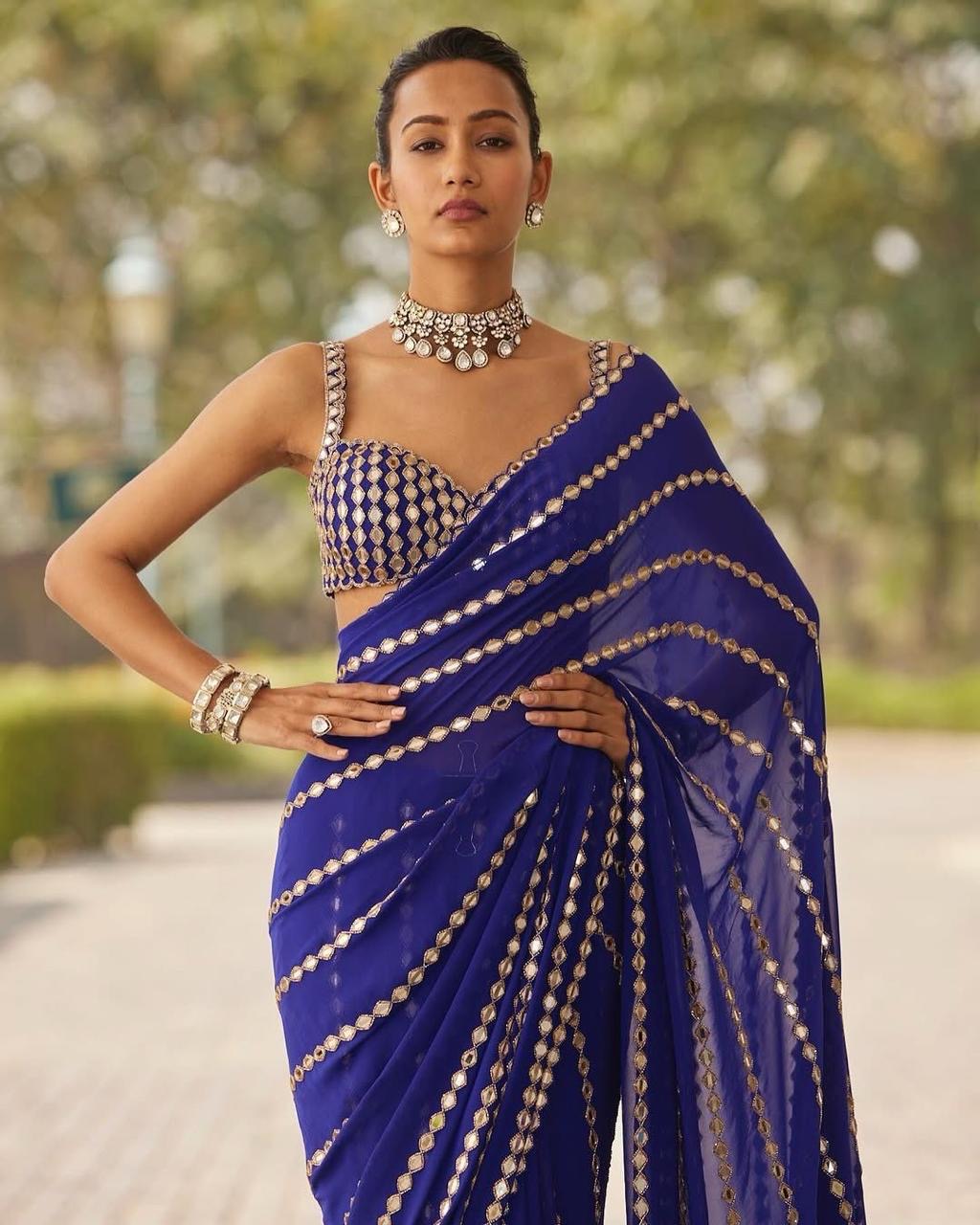 Azure Mirror Saree