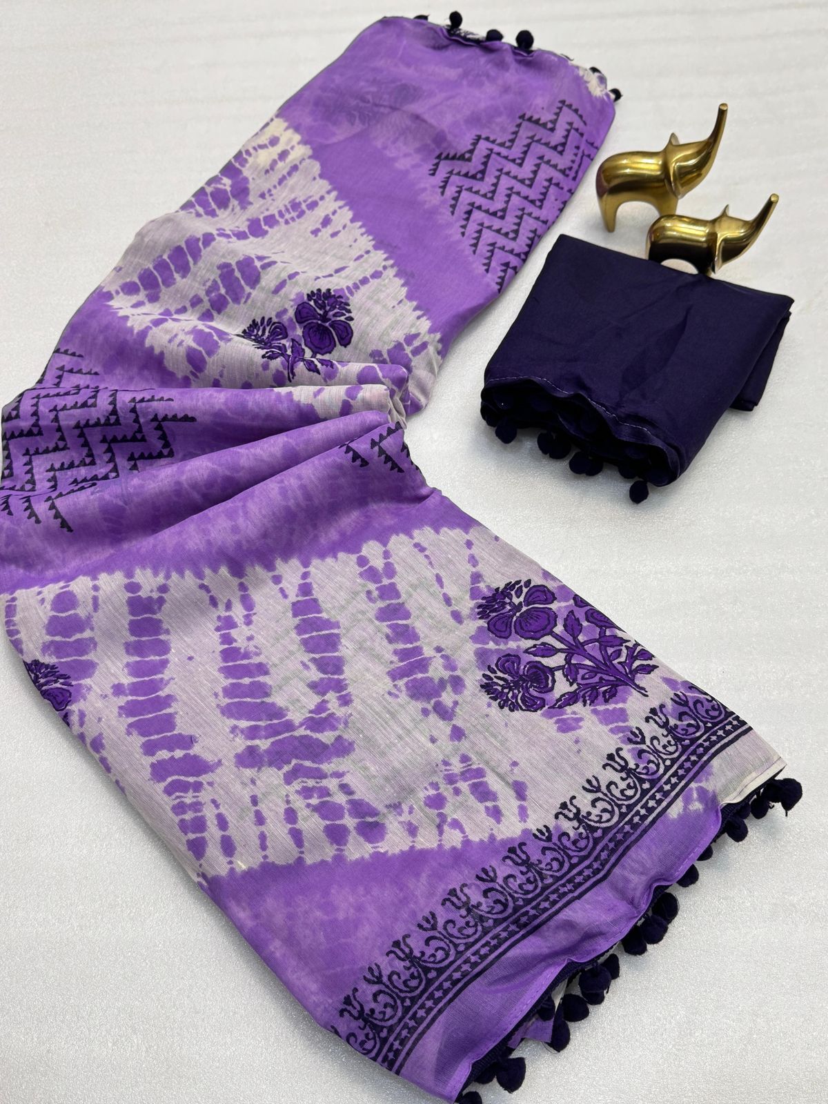 Purple Pom-Pom Saree
