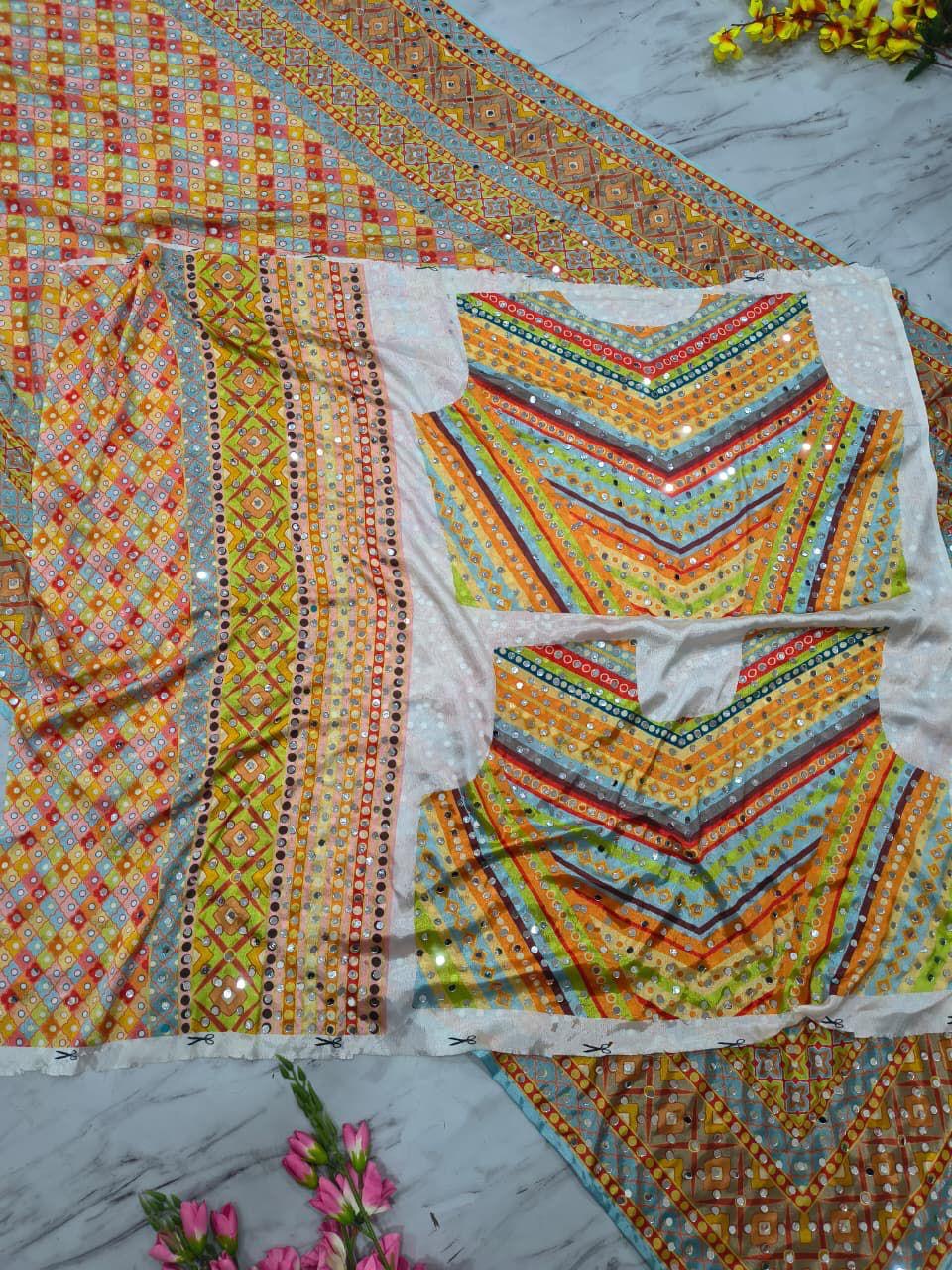 Multicolour Mirror Saree