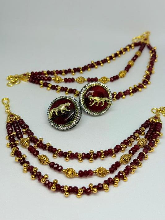 Sabyasachi Inspired Earring Set - Ruby