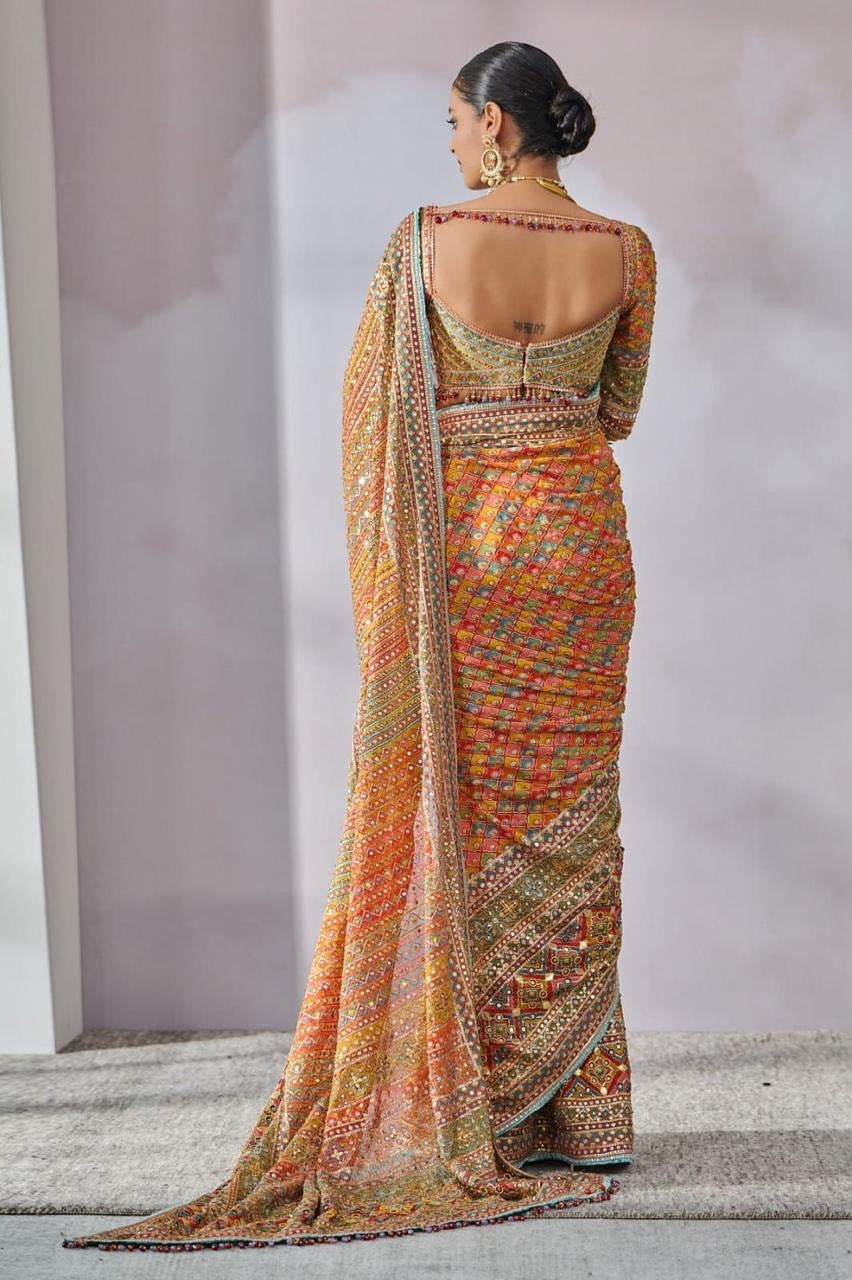 Multicolour Mirror Saree