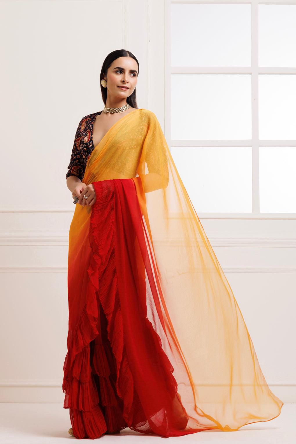 Sunset Ruffle Saree