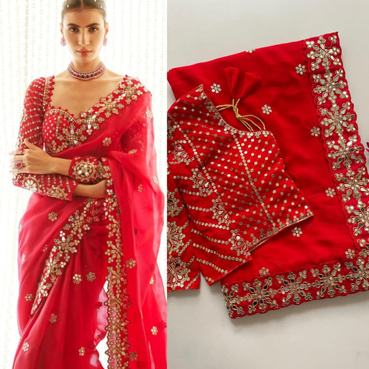 Designer Inspired Red Saree & Blouse