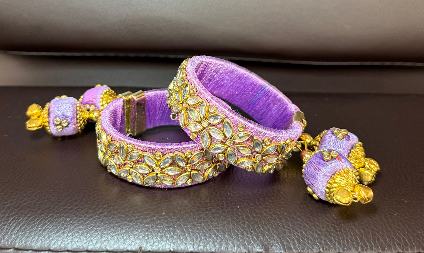 Mirror Clip On Bangles - Light Purple