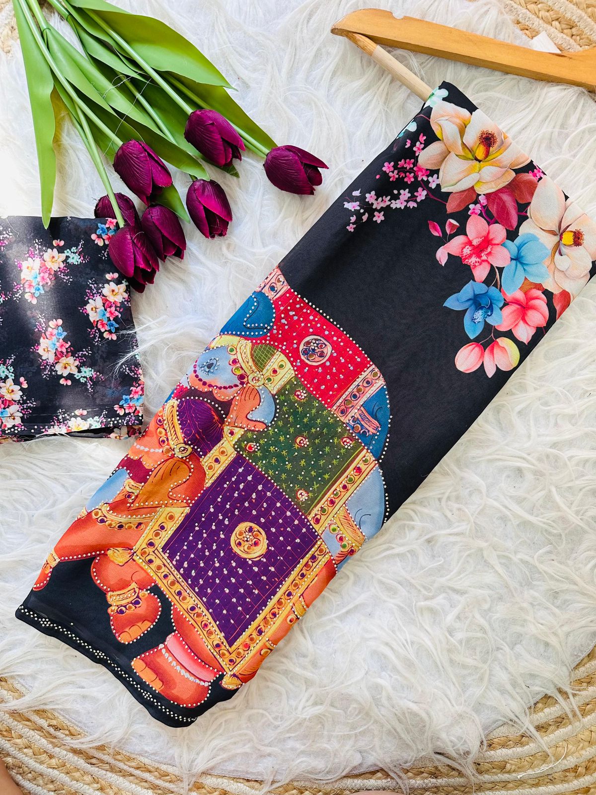 Jewelled Elephant Saree